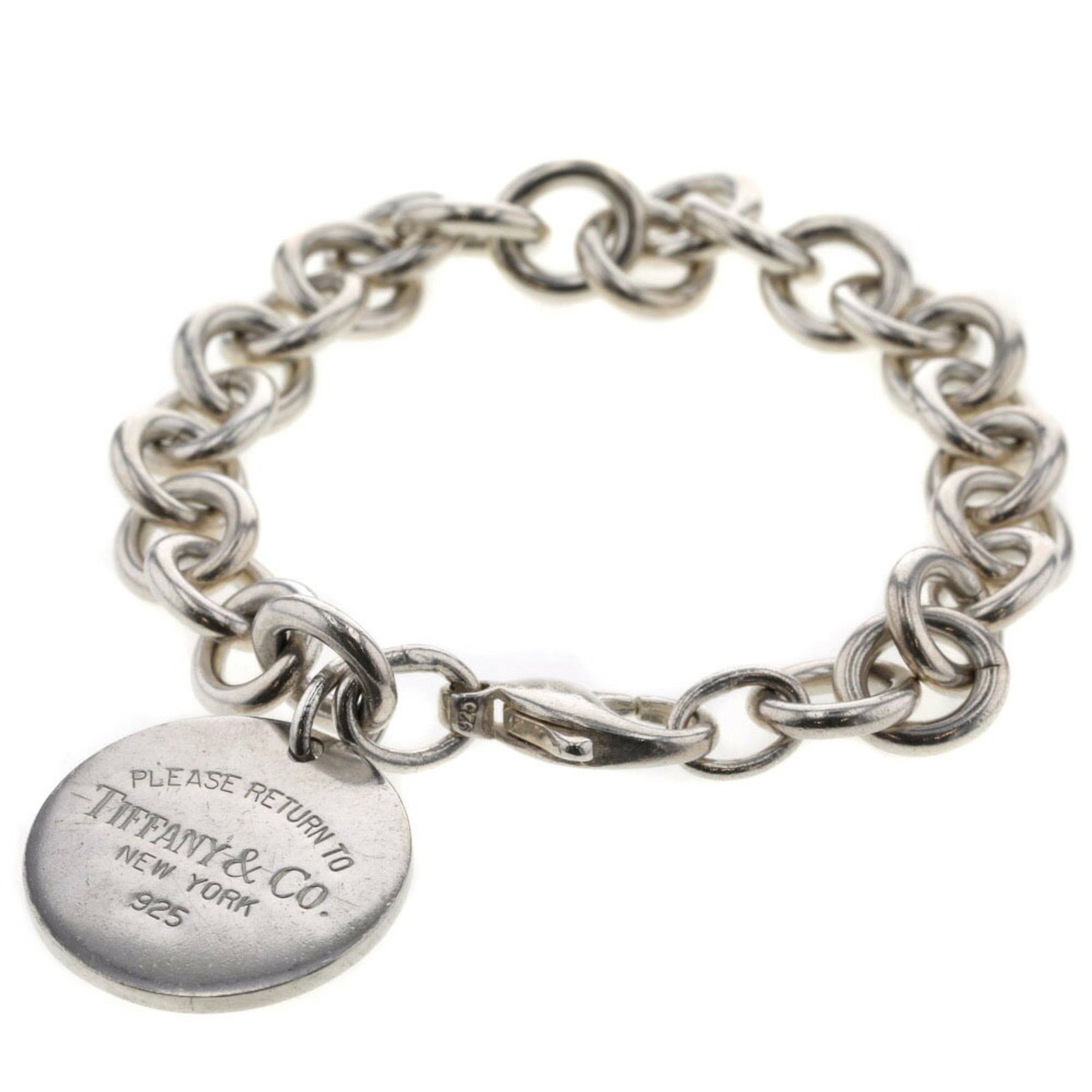 Tiffany Bracelet Return to RTT Round Tag Silver 925 Ladies TIFFANY&Co.: Tiffany Bracelet Return to RTT Round Tag Silver 925 Ladies TIFFANY&Co. Brand: Tiffany Line: Return To Tiffany Type: Charm bracelet Gender: Women Material: Silver 925 Length: 17cm / 6.69 Width: 1cm / 0