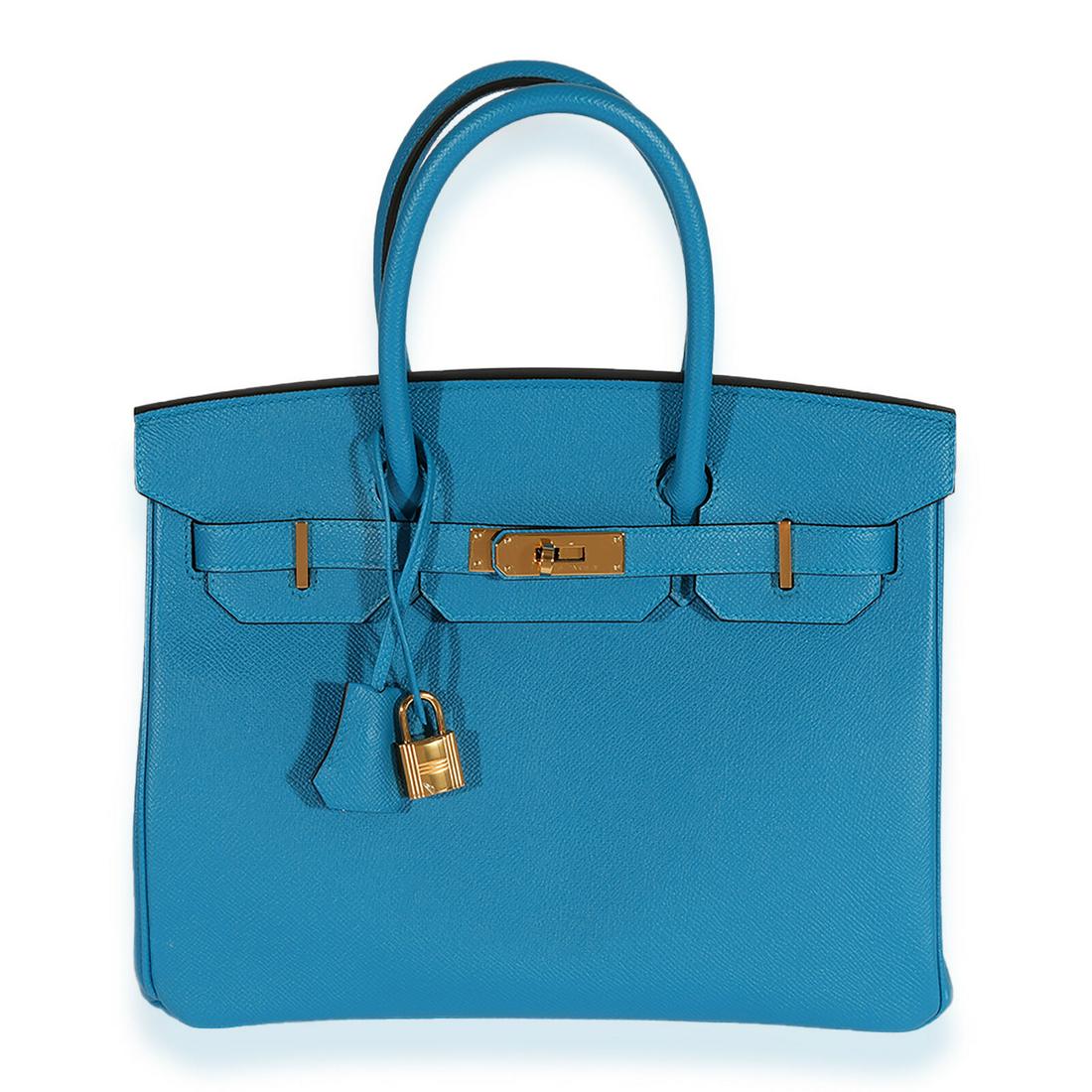 Hermes Mykonos Epsom Birkin 30 GHW: Hermes Mykonos Epsom Birkin 30 GHW Dimensions: 11.5 x 9.5 x 6 Handbag Accessories: Box;Clochette;Dustbag;Lock;Key;Felt Protector Bag Length: 11.5 in Bag Depth: 6 in Bag Height: 9.5 in Style: Top Handl