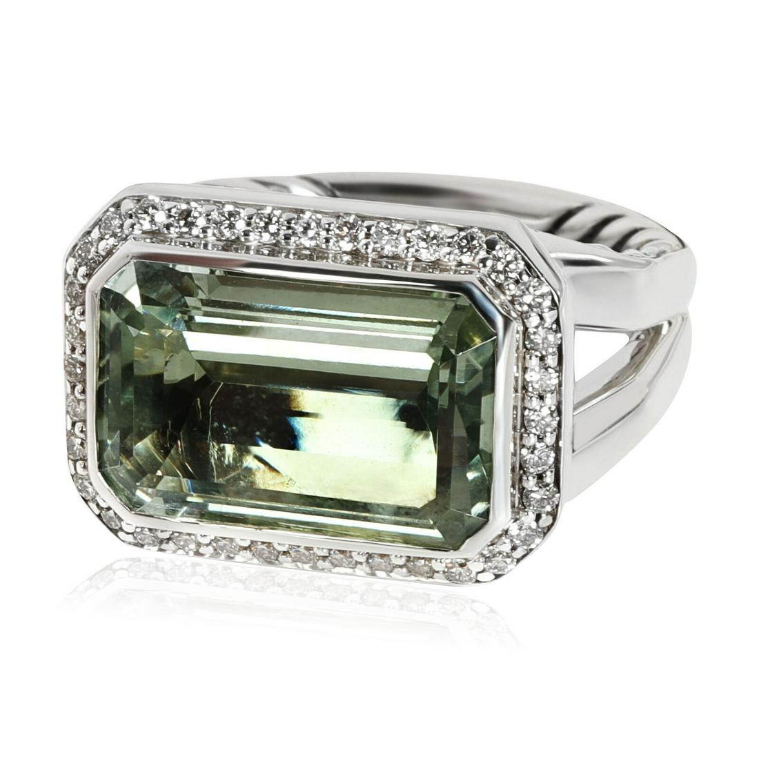 David Yurman Novella Prasiolite Diamond Ring In Sterling Silver