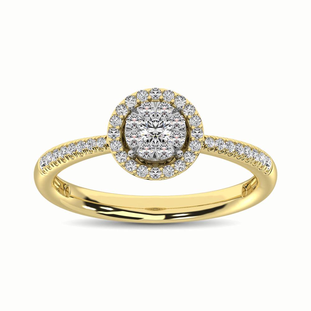 14K Yellow Gold 1/3 Ct.Tw. Diamond Fashion Ring: 14K Yellow Gold 1/3 Ct.Tw. Diamond Fashion Ring This glamorus ring is available in 14K Yellow Gold. There are 45 round diamonds with a total carat weight of 1/3 ct set in a Invisible Prong/ Micro Pron