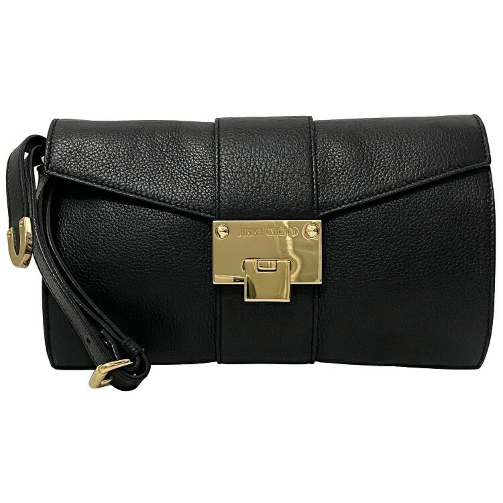 Jimmy Choo Clutch Bag Black Gold Leather JIMMY CHOO Handbag Flap Ladies: Jimmy Choo Clutch Bag Black Gold Leather JIMMY CHOO Handbag Flap Ladies Brand: Jimmy Choo Type: Clutch bag Material: Leather Leather: Color: Black Gold Style: Casual Gender: Women Size (HxWxD): 15.5cm