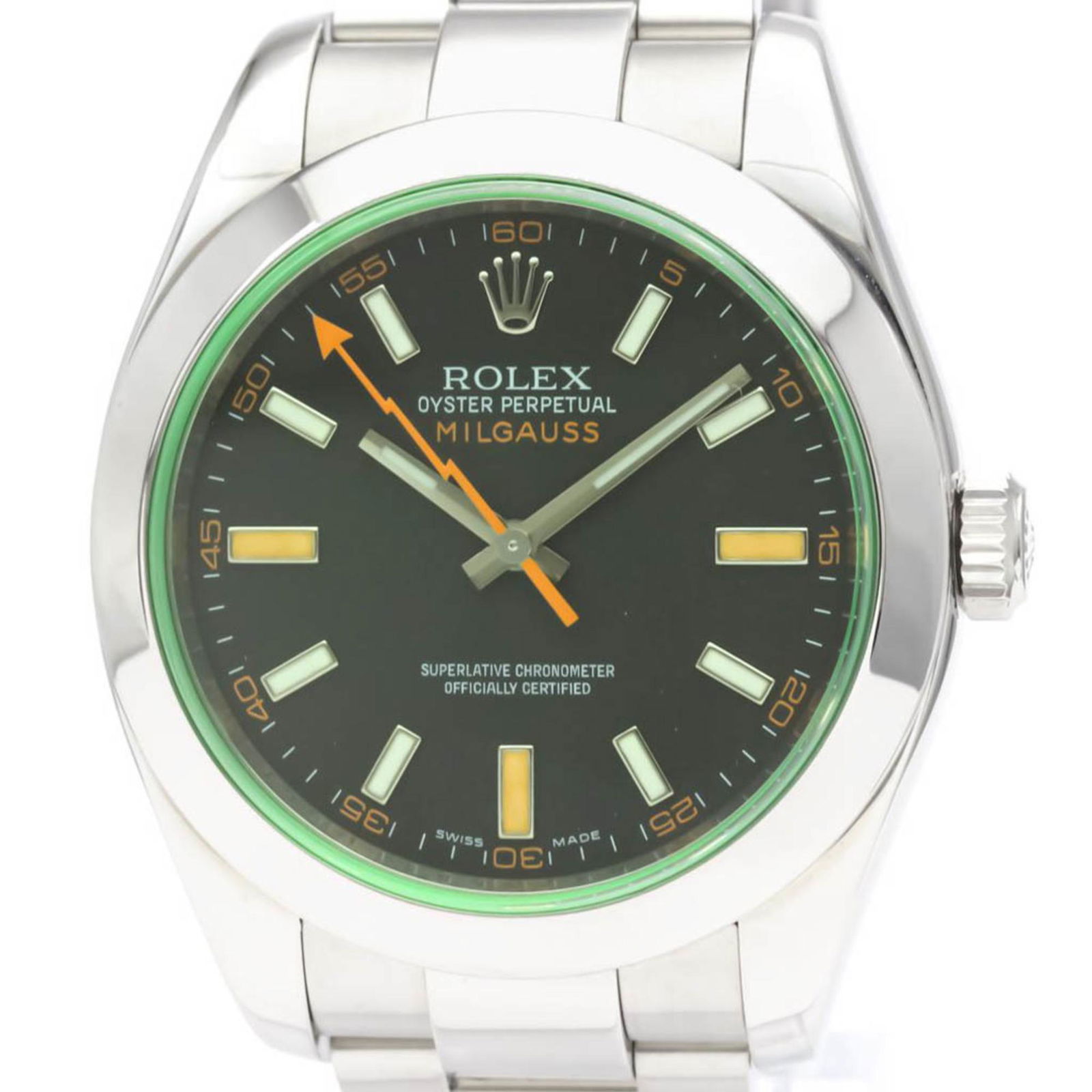 Polished ROLEX Milgauss Stainless Steel Automatic Watch 116400GV BF550674: Polished ROLEX Milgauss Stainless Steel Automatic Watch 116400GV BF550674 Brand: Rolex Line: Milgauss Model: 116400GV Type: Wristwatch Style: Sport Gender: Men Material (Case): Stainless steel Materia