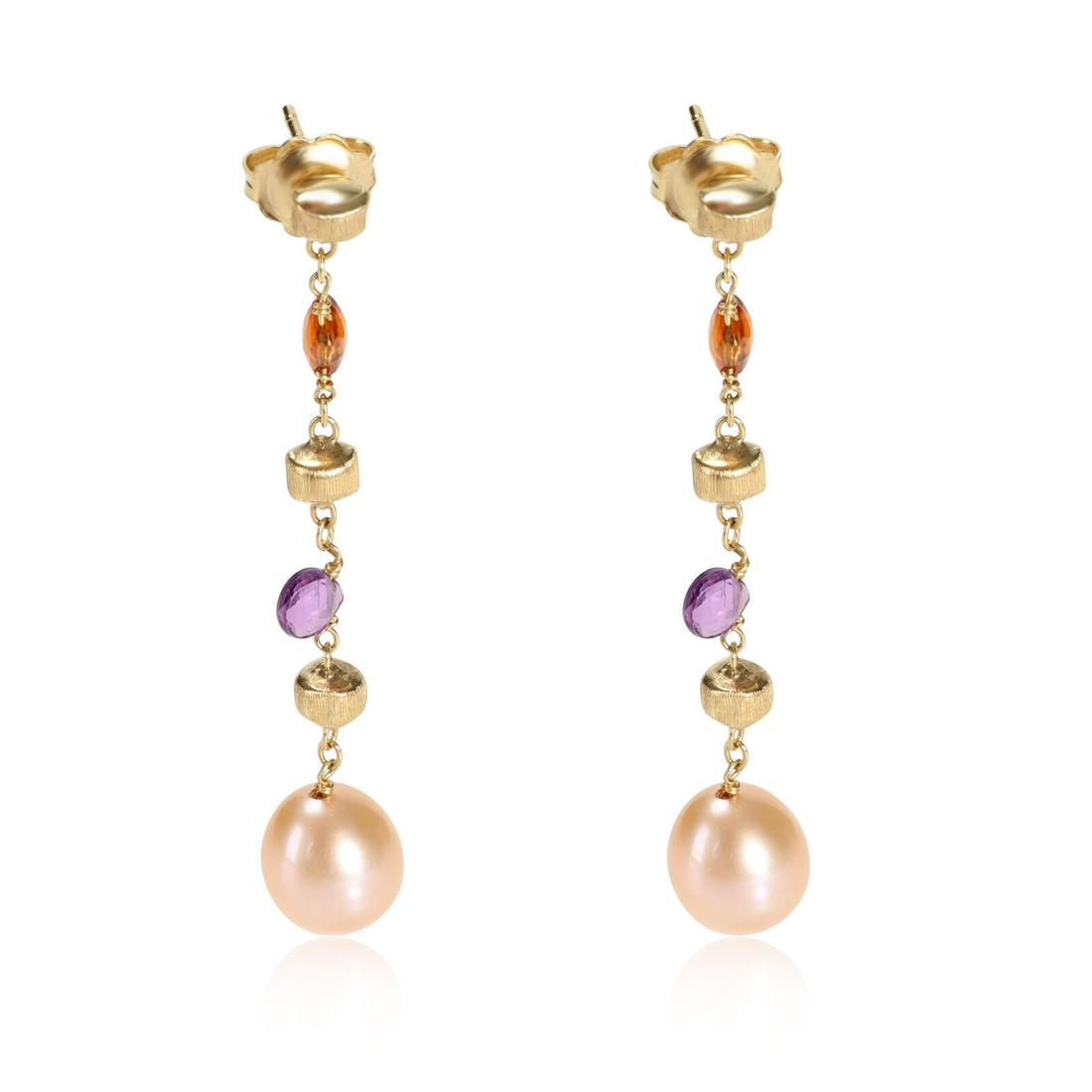 Marco Bicego Pearl & Gemstone Drop Earring in 18k Yellow Gold: Marco Bicego Pearl & Gemstone Drop Earring in 18k Yellow Gold Side Stone Type: Mix Metal Purity: 18k Original Box?: No Original Papers?: No Gross Weight (Grams): 5.28 Type: Earrings Main Stone: Mix St