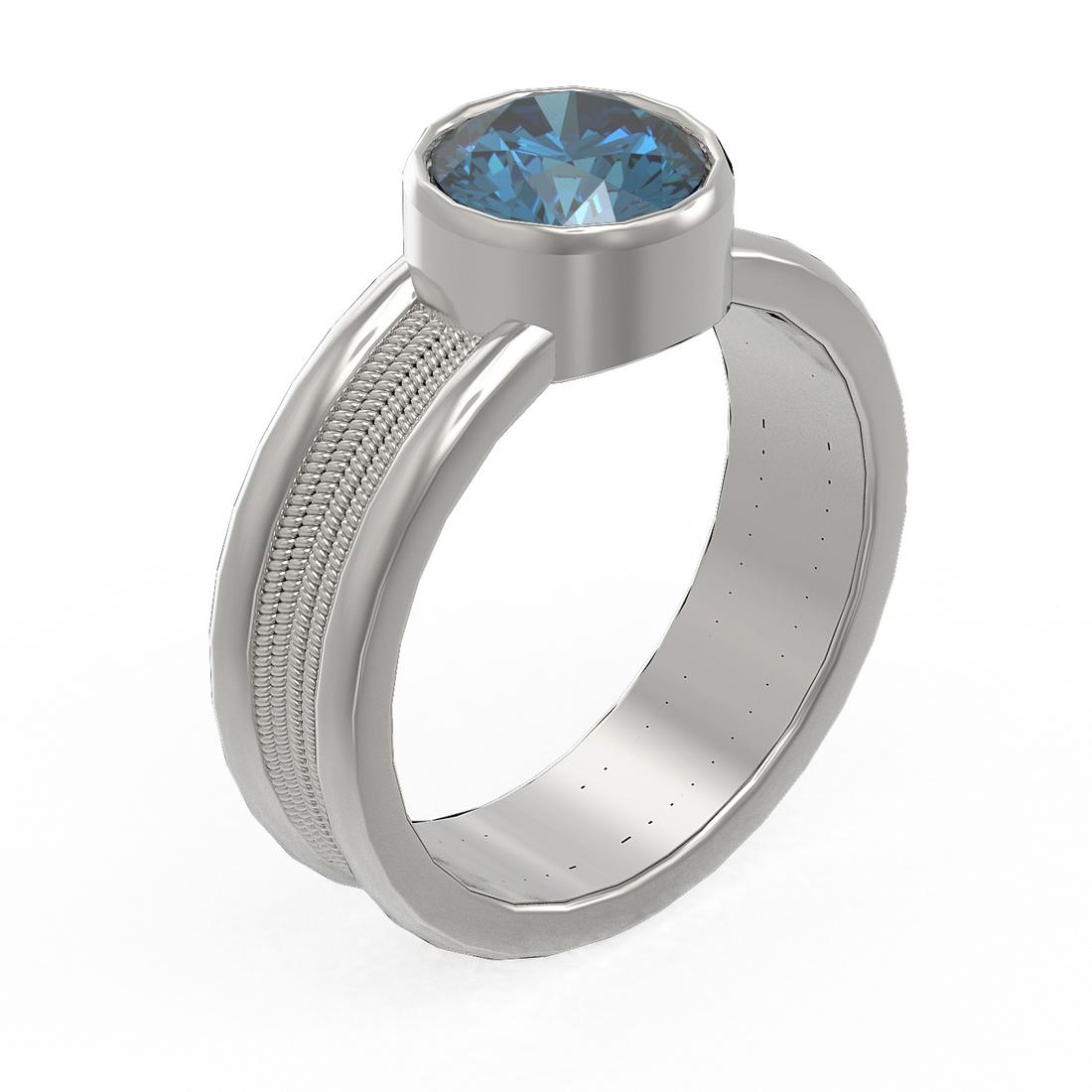 1.5 ctw Intense Blue Diamond Ring 18K White Gold: 1.5 ctw Intense Blue Diamond Ring 18K White Gold 1.5 ctw Intense Blue Diamond Ring 18K White Gold Designer Brand Luxury Jewelrymade in the USA Suggested Retail Price: $14850 Item: Diamond Wedding Ring