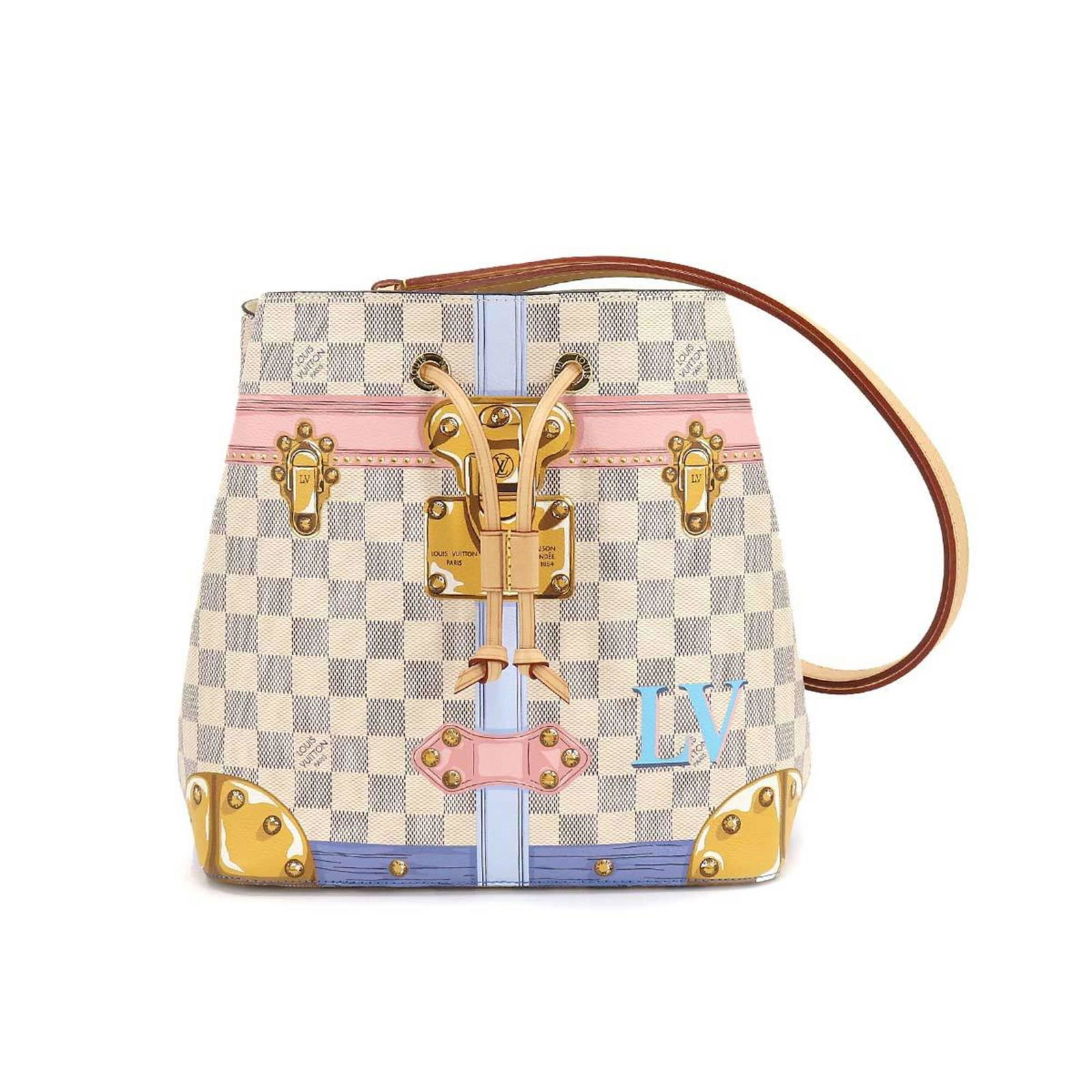 Louis Vuitton LOUIS VUITTON Summer Trunk Damier Azur Neonoe Shoulder Bag White Multicolor N41066 Neo: Louis Vuitton LOUIS VUITTON Summer Trunk Damier Azur Neonoe Shoulder Bag White Multicolor N41066 Neo Noe Brand: Louis Vuitton Line: Damier Azur Model: neonoe Type: Shoulder bag Material: Damier Azur D