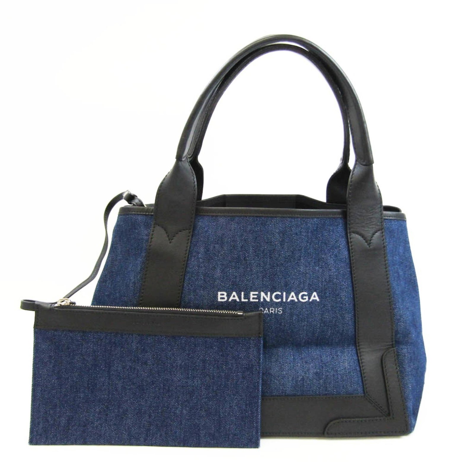 Balenciaga Navy Cabas S 339933 Women Men Canvas Leather Handbag Black Navy: Balenciaga Navy Cabas S 339933 Women Men Canvas Leather Handbag Black Navy Brand: Balenciaga Model: Navy Cabas S 339933 Country of Origin: Italy Type: Handbag Material: Canvas Leather Canvas: Leather: