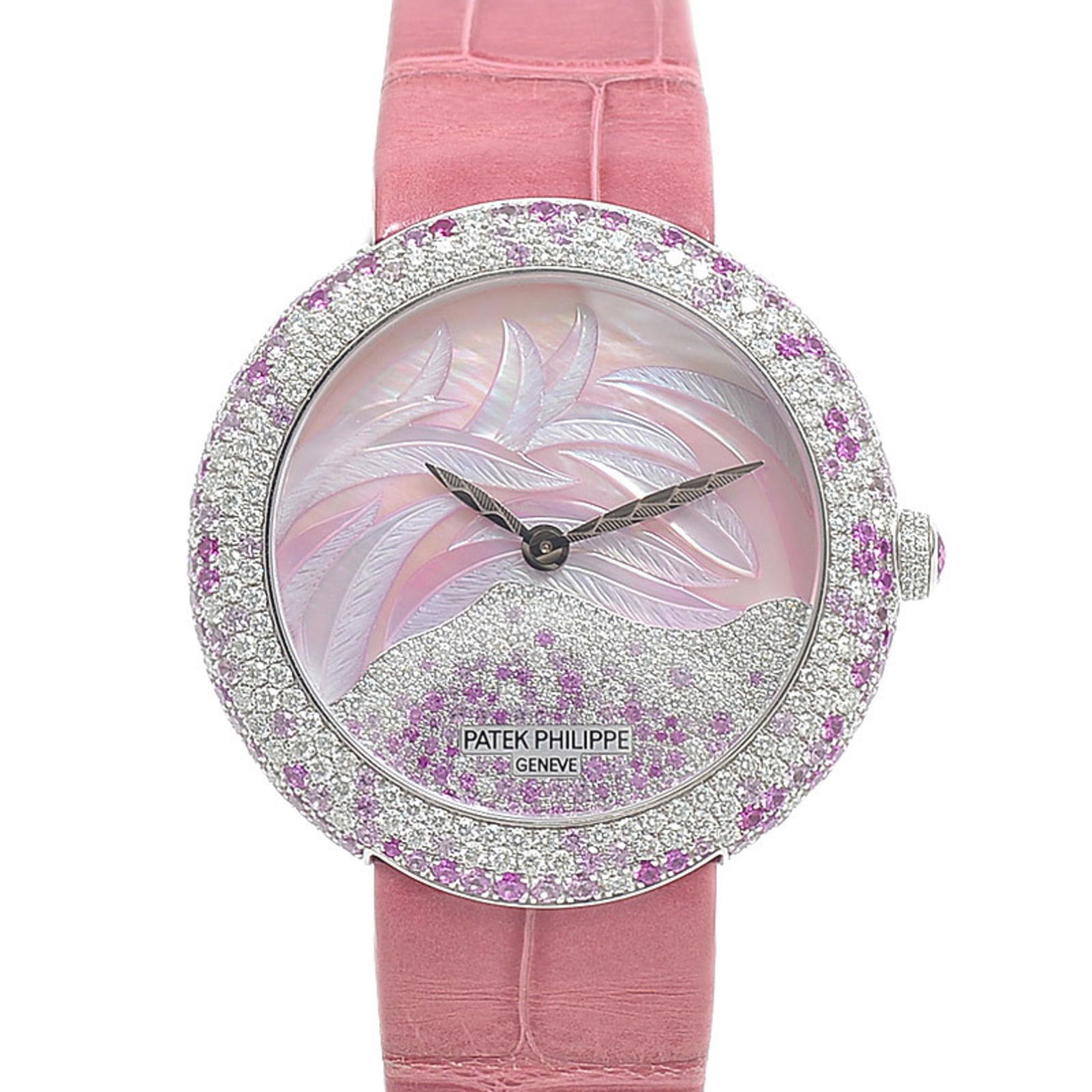 Patek Philippe Calatrava Watch Ladies Shell Dial Diamond/Pink WG Automa 4899/900G-001: Patek Philippe Calatrava Watch Ladies Shell Dial Diamond/Pink WG Automa 4899/900G-001 Brand: Patek Philippe Line: Calatrava Type: Wristwatch Gender: Women Unisex Display: Analog Color (Dial): Pink she