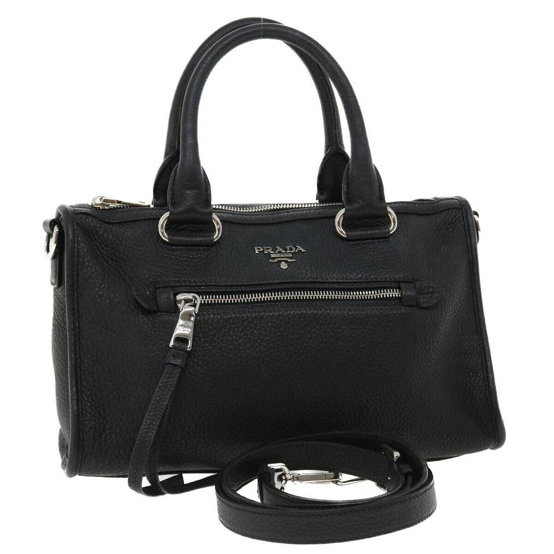 PRADA Hand Bag Leather 2way Black: PRADA Hand Bag Leather 2way Black Brand: PRADA Style: Hand Bag Material: Leather Exterior Color: Black Bag Height: 7.1inch(Approx) / 18cm(Approx) Bag Depth: 4.7inch(Approx) / 12cm(Approx) Bag Length: 