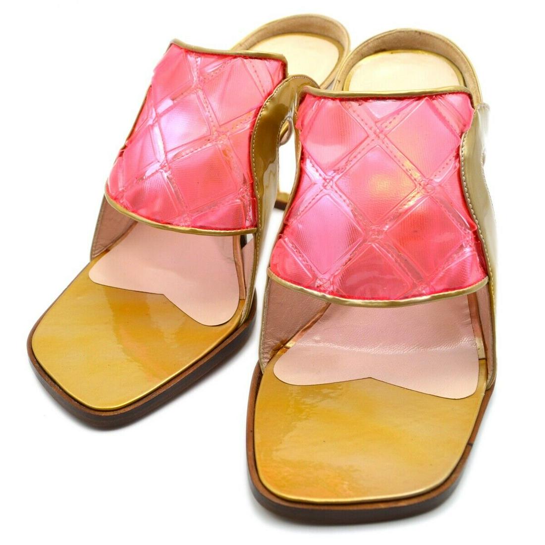 CHANEL CC Quilted Shoes Sandals Pink Gold Vintage Patent Leather #37 G: CHANEL CC Quilted Shoes Sandals Pink Gold Vintage Patent Leather #37 G Uk Shoe Size: 5 Us Shoe Size: 5.5 Occasion: Casual Eu Shoe Size: 37 Color: Gold Lining Material: Leather Heel Height: High (3-3.9