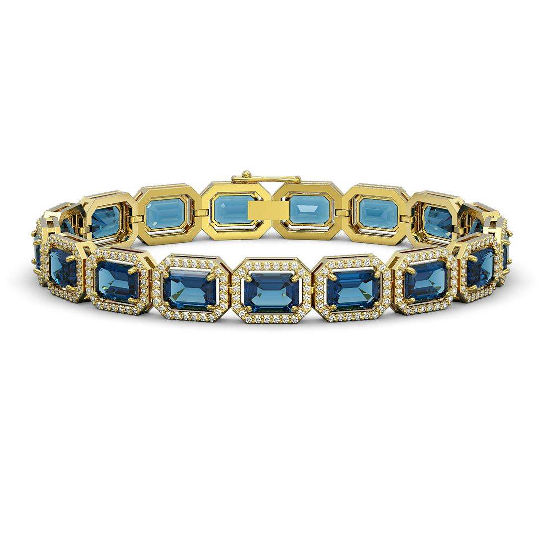 25.36 ctw London Topaz & Diamond Micro Pave Halo Bracelet 10k Yellow Gold: 25.36 ctw London Topaz & Diamond Micro Pave Halo Bracelet 10k Yellow Gold 25.36 ctw London Topaz & Diamond Micro Pave Halo Bracelet 10k Yellow Gold Designer Brand Luxury Jewelrymade in the USA Suggest