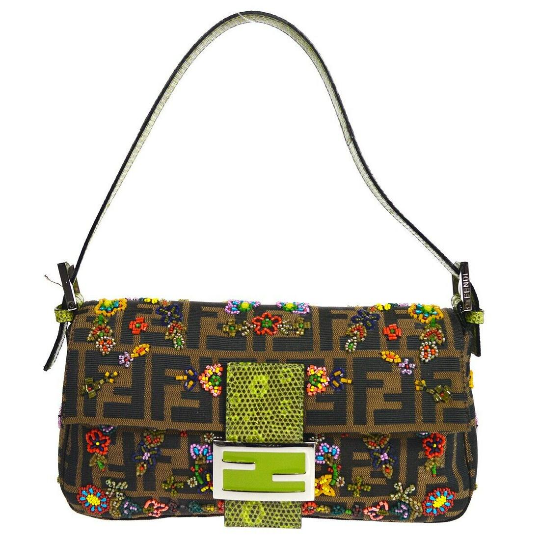FENDI Zucca Embroidery Beads Baguette Handbag Brown Canvas 2731.26424.008: FENDI Zucca Embroidery Beads Baguette Handbag Brown Canvas 2731.26424.008 Bag Width: 9.8 Pattern: Zucca Bag Height: 5.9 Closure: Flap Magnet Occasion: Casual Size: Medium Handle Style: Top Handle Lini