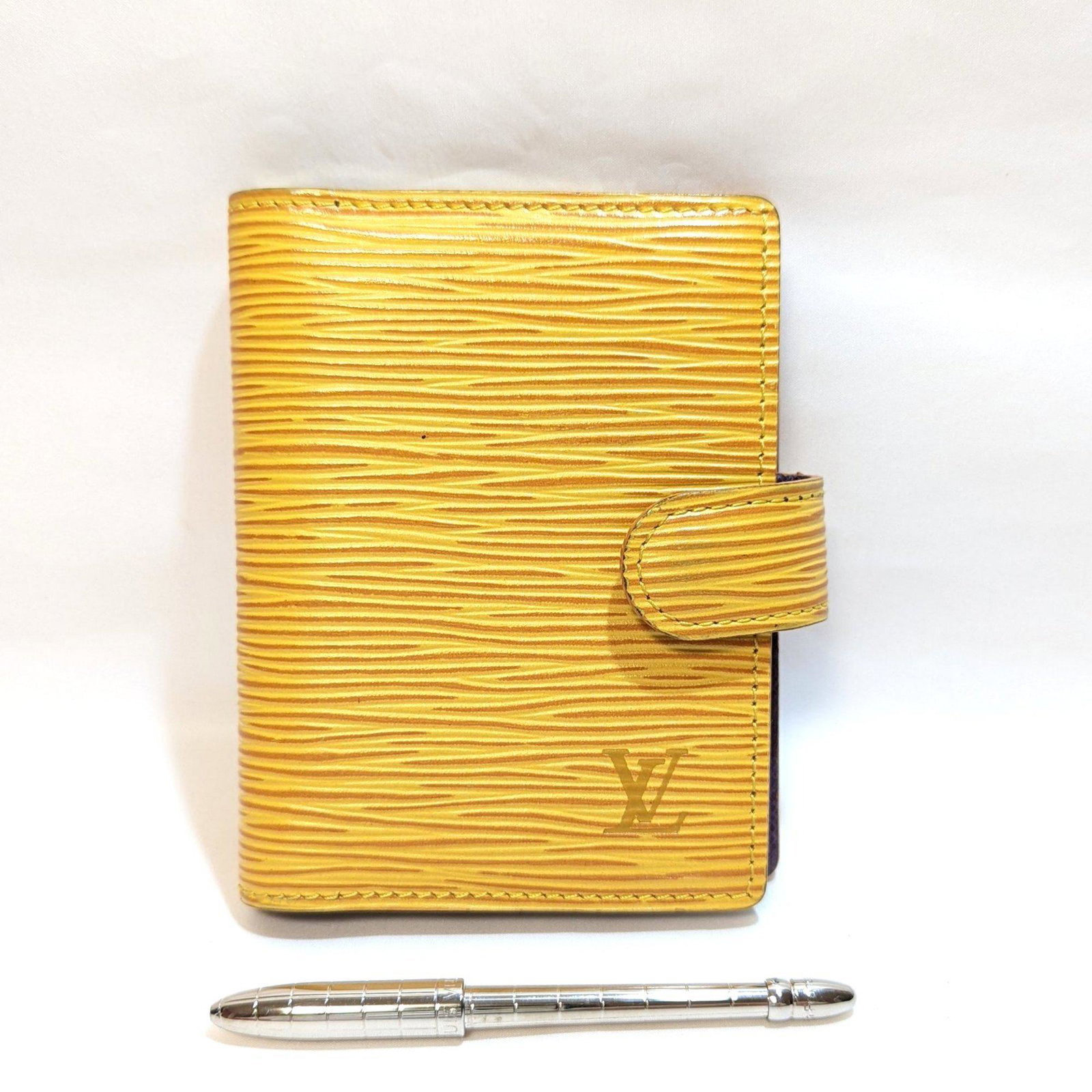 LOUIS VUITTON Louis Vuitton Mini Notebook R20079 Agenda Epi Mustard Yellow Made in France Address: LOUIS VUITTON Louis Vuitton Mini Notebook R20079 Agenda Epi Mustard Yellow Made in France Address Book with Ballpoint Pen Cover System Stationery Writing Instruments Business Student Women's Men's IT9