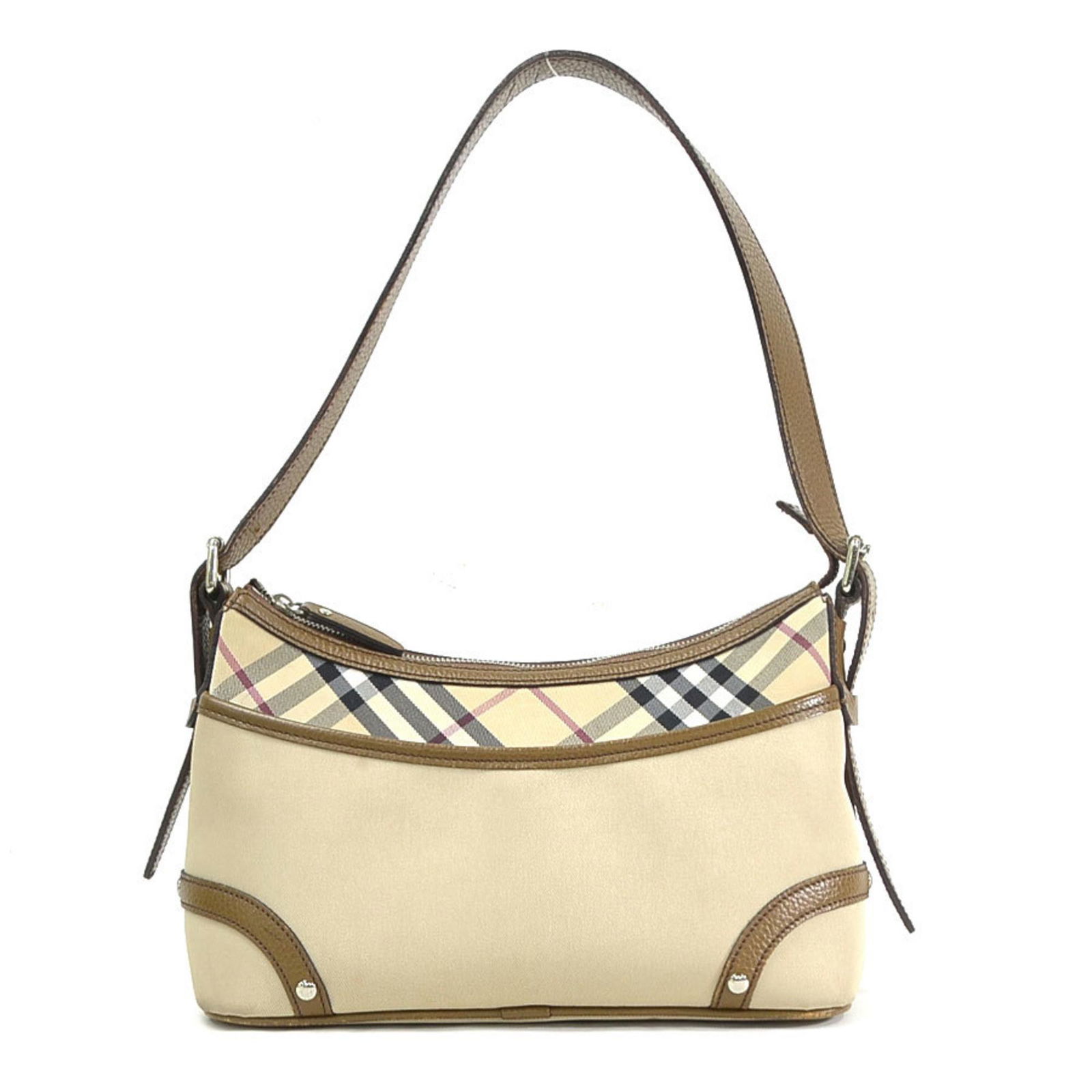 Burberry Shoulder Bag Nova Check Brown x Beige Leather Canvas BURBERRY Women's: Burberry Shoulder Bag Nova Check Brown x Beige Leather Canvas BURBERRY Women's Brand: Burberry Type: Shoulder bag Material: Leather Canvas Leather: Canvas: Color: Beige Brown Closure: Zipper Gender: W