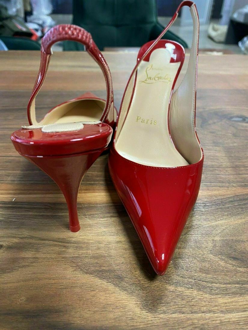 80mm Chain Leather Slingback Pumps