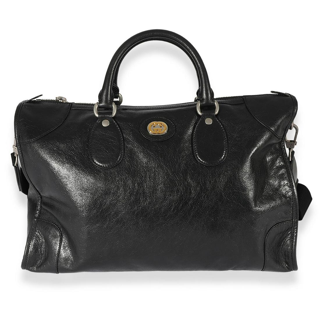 Gucci Black Leather Morpheus Weekender: Gucci Black Leather Morpheus Weekender Dimensions: 17 x 11 x 7 Handbag Accessories: Dustbag;Care Booklet;Removable Straps Bag Length: 17 in Bag Depth: 7 in Bag Height: 11 in Style: Crossbody Bag;Duffl