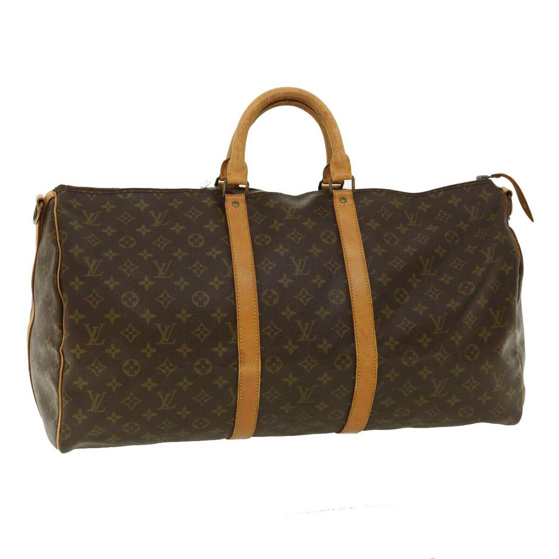 LOUIS VUITTON Monogram Keepall Bandouliere55 BostonBag Vintage M41414: LOUIS VUITTON Monogram Keepall Bandouliere55 BostonBag Vintage M41414 Brand: LOUIS VUITTON Style: Boston Bag Material: Monogram Canvas Exterior Color: Monogram Bag Height: 10.6inch(Approx) / 27cm(Appr