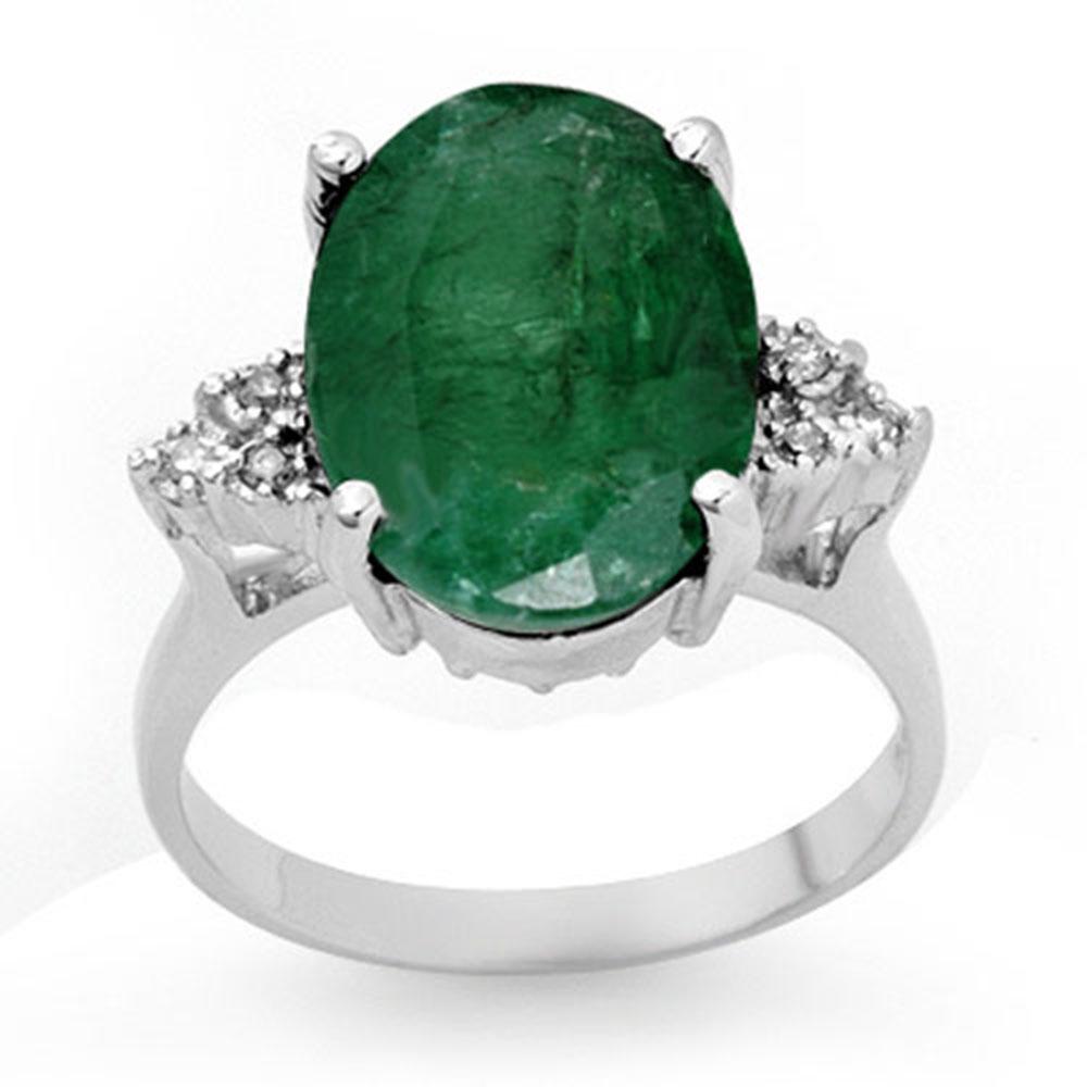 6.35 ctw Emerald & Diamond Ring 10k White Gold: 6.35 ctw Emerald & Diamond Ring 10k White Gold 6.35 ctw Emerald & Diamond Ring 10k White Gold Designer Brand Luxury Jewelrymade in the USA Suggested Retail Price: $4800 .Item: Emerald RingTotal Gem we