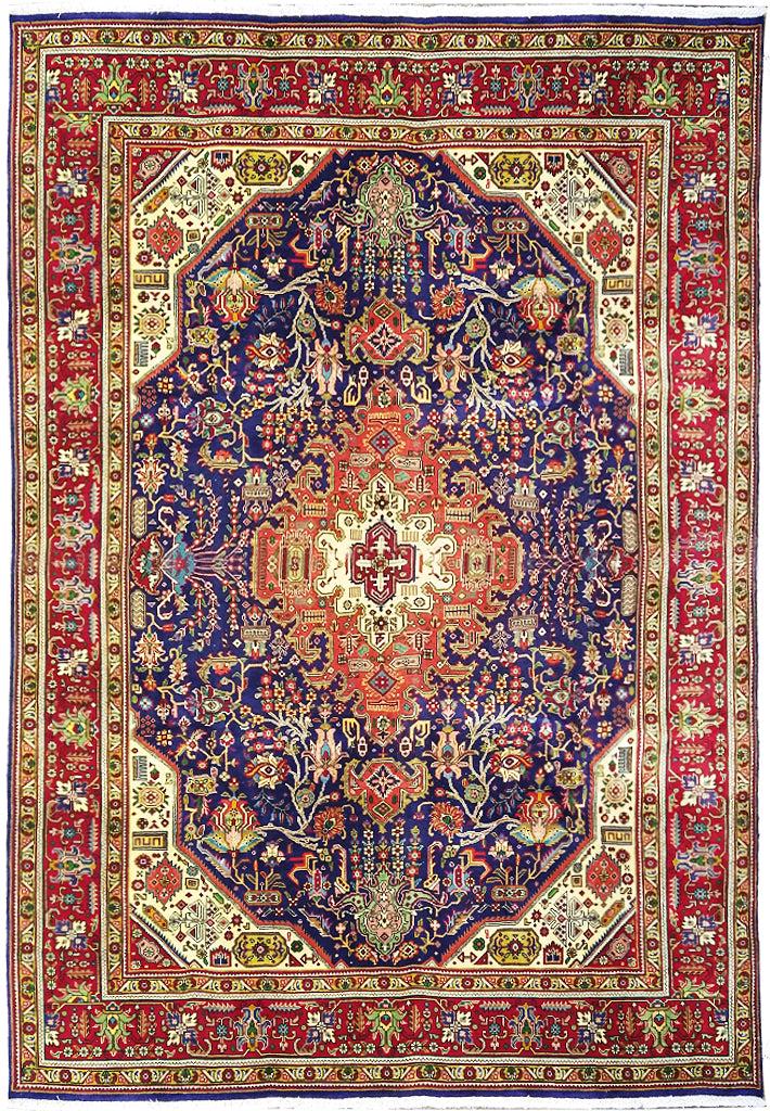 8' x 11.5' Persian Tabriz Rug Navy Blue/ Red #5005: 8' x 11.5' Persian Tabriz Rug Navy Blue/ Red #5005 Size in Feet: Width: 8 x Length: 11.5 Size in Inches: Width:96 in x Length:138 in Rug Type: Area Rug Colors: Blue Red Ivory Green Weave: Hand-Knotted