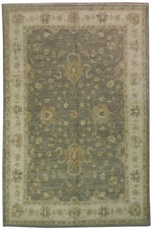 6' x 9' SAGE GREEN Chobi Peshawar Rug 20247: 6' x 9' SAGE GREEN Chobi Peshawar Rug 20247 Size in Feet: Width: 6 x Length: 9 Size in Inches: Width:72 in x Length: 108 in Colors: Sage Green ivory brown Weave: 100% Handmade Pile: Wool Style: Zigler