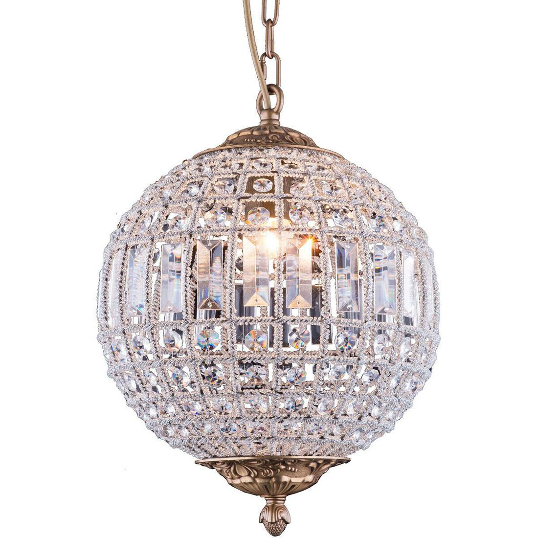 CRYSTAL CHANDELIER FRENCH GOLD SPHERE GLOBE DINING ROOM LIGHTING 1 LIGHT 18.5": CRYSTAL CHANDELIER FRENCH GOLD SPHERE GLOBE DINING ROOM LIGHTING 1 LIGHT 18.5" Cord Color: Gold Model: Olivia Number Of Lights: 1 Custom Bundle: No Item Height: 18.5" Item Width: 12" Assembly Required