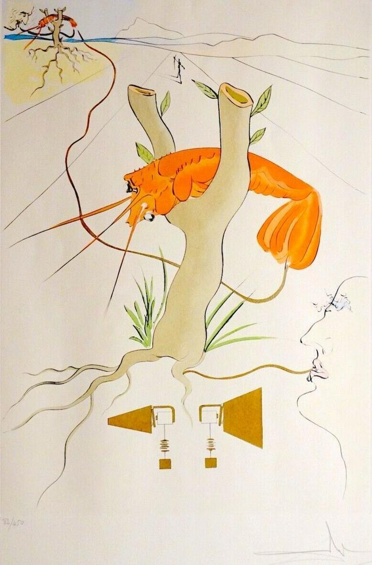 DALI Great Inventions Telephone Hand Signed Etching Dali Archives Certified: DALI Great Inventions Telephone Hand Signed Etching Dali Archives Certified Artist: Salvador Dali Style: Surrealism Material: Etching Type: Print Features: Signed Subject: Fantasy Signed: Hand Signed 