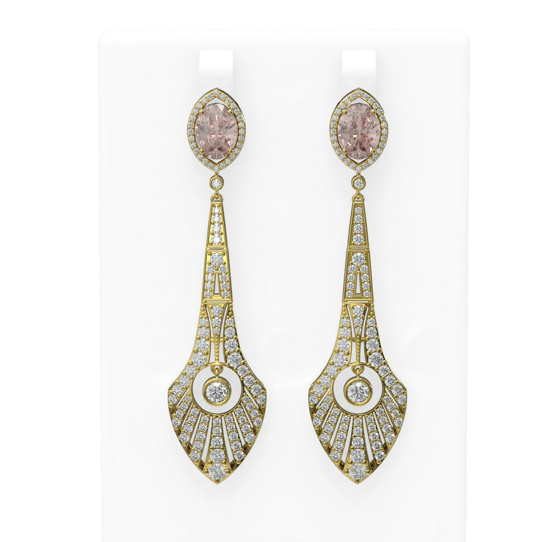 8.85 ctw Morganite & Diamond Earrings 18K Yellow Gold: 8.85 ctw Morganite & Diamond Earrings 18K Yellow Gold 8.85 ctw Morganite & Diamond Earrings 18K Yellow Gold Designer Brand Luxury Jewelrymade in the USA Suggested Retail Price: $25900 Item: Morganite