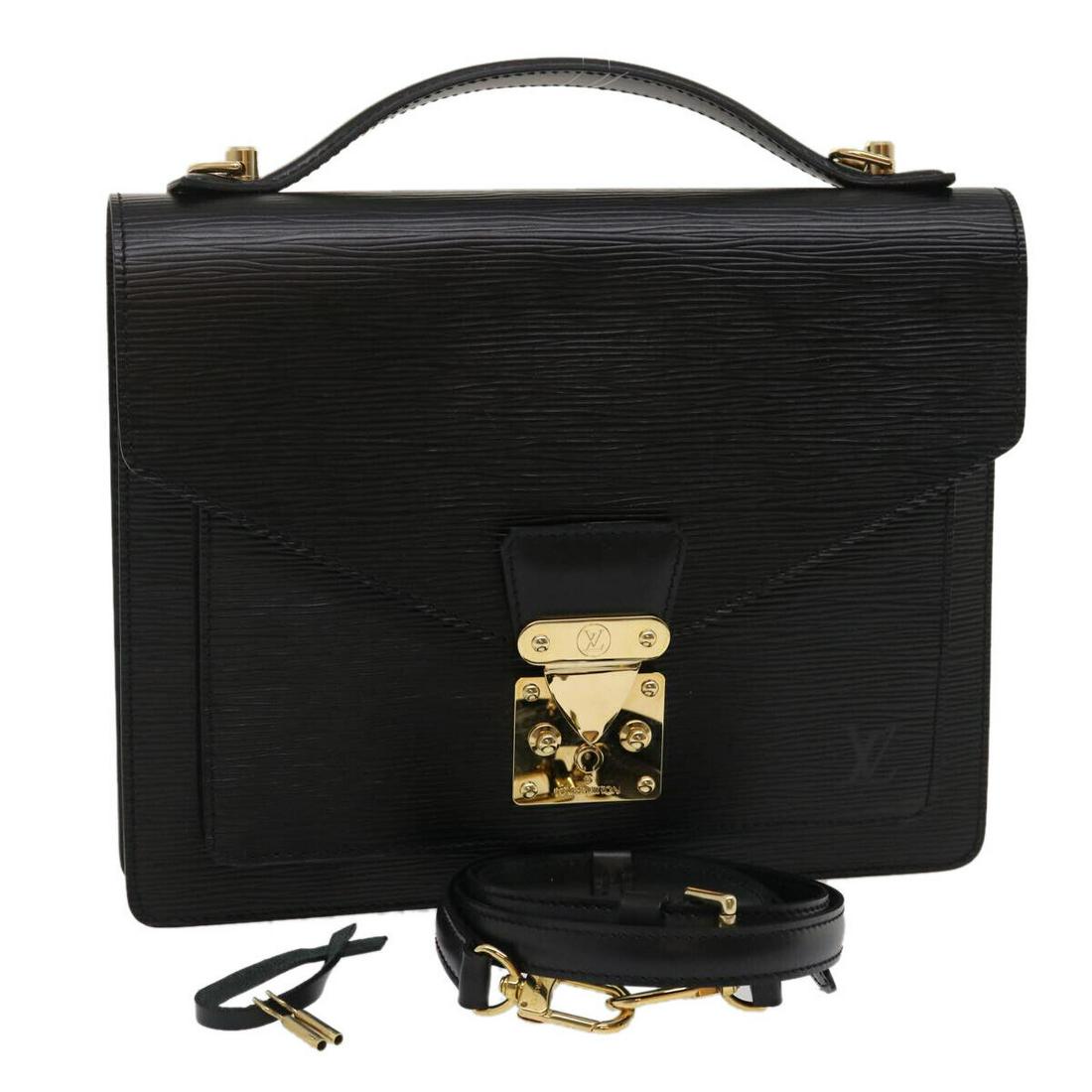 LOUIS VUITTON Epi Monceau Hand Bag Black M52122 LV: LOUIS VUITTON Epi Monceau Hand Bag Black M52122 LV Brand: LOUIS VUITTON Style: Hand Bag Material: Epi Leather Exterior Color: Black Bag Height: 8.7inch(Approx) / 22cm(Approx) Bag Depth: 2.0inch(Approx
