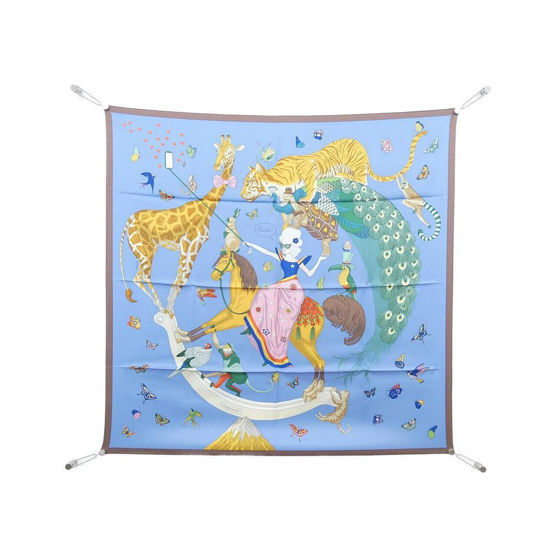 HERMES HERMES STORY Carre 003875S Scarf: HERMES HERMES STORY Carre 003875S Scarf Brand: HERMES Style: Scarf Color: BLEU LAVANDE+VERT Material: silk "Gender: Ladies" Size: W x H 90cmx90cm Type: Scarf A: Excellent The BIDHAUS Guarantee: All it