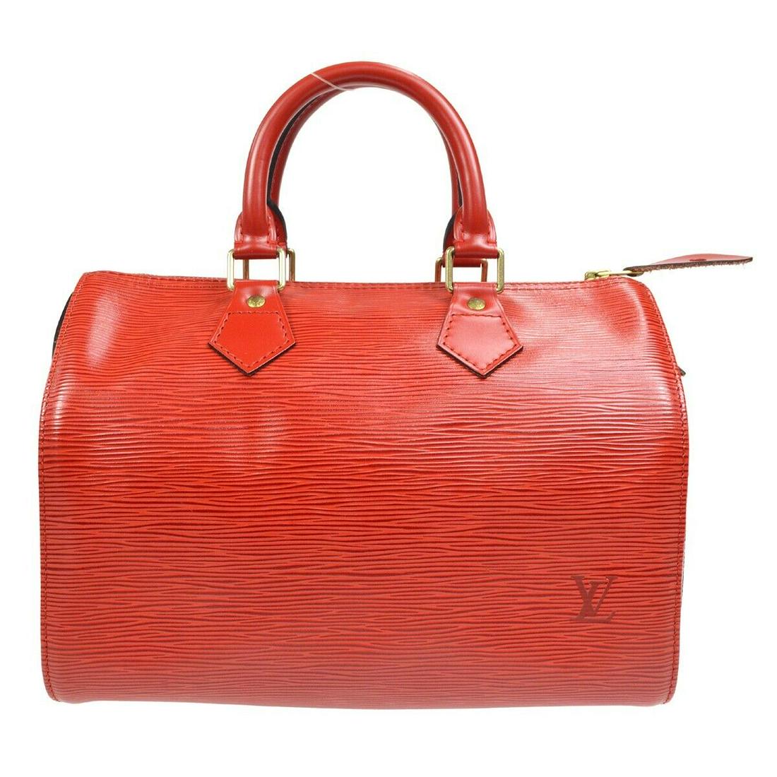 LOUIS VUITTON SPEEDY 25 HANDBAG PURSE RED EPI LEATHER M43017 SP1915: LOUIS VUITTON SPEEDY 25 HANDBAG PURSE RED EPI LEATHER M43017 SP1915 Bag Width: 10.8 Pattern: Epi Closure: Zip Bag Height: 7.7 Occasion: Casual Size: Medium Handle Style: Double Handles Lining Material
