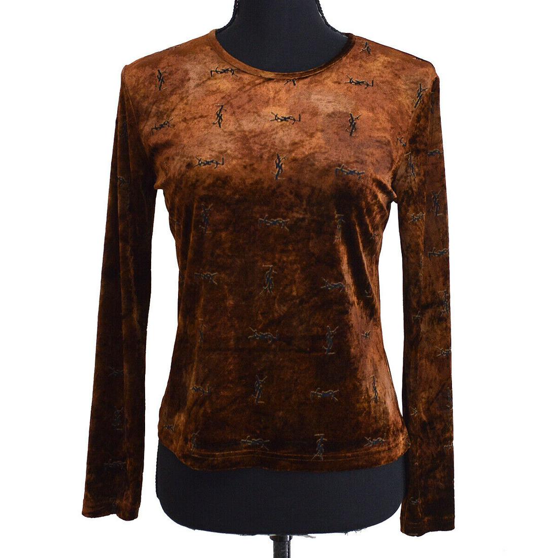 Yves Saint Laurent YSL Long Sleeve Tops Brown #36 100% Polyester: Yves Saint Laurent YSL Long Sleeve Tops Brown #36 100% Polyester Size: 36 Accents: Logo Style: Shirt Product Line: Shirt Material: 100% Polyester Fit: Regular Type: Tops Color: Brown Neckline: Round N
