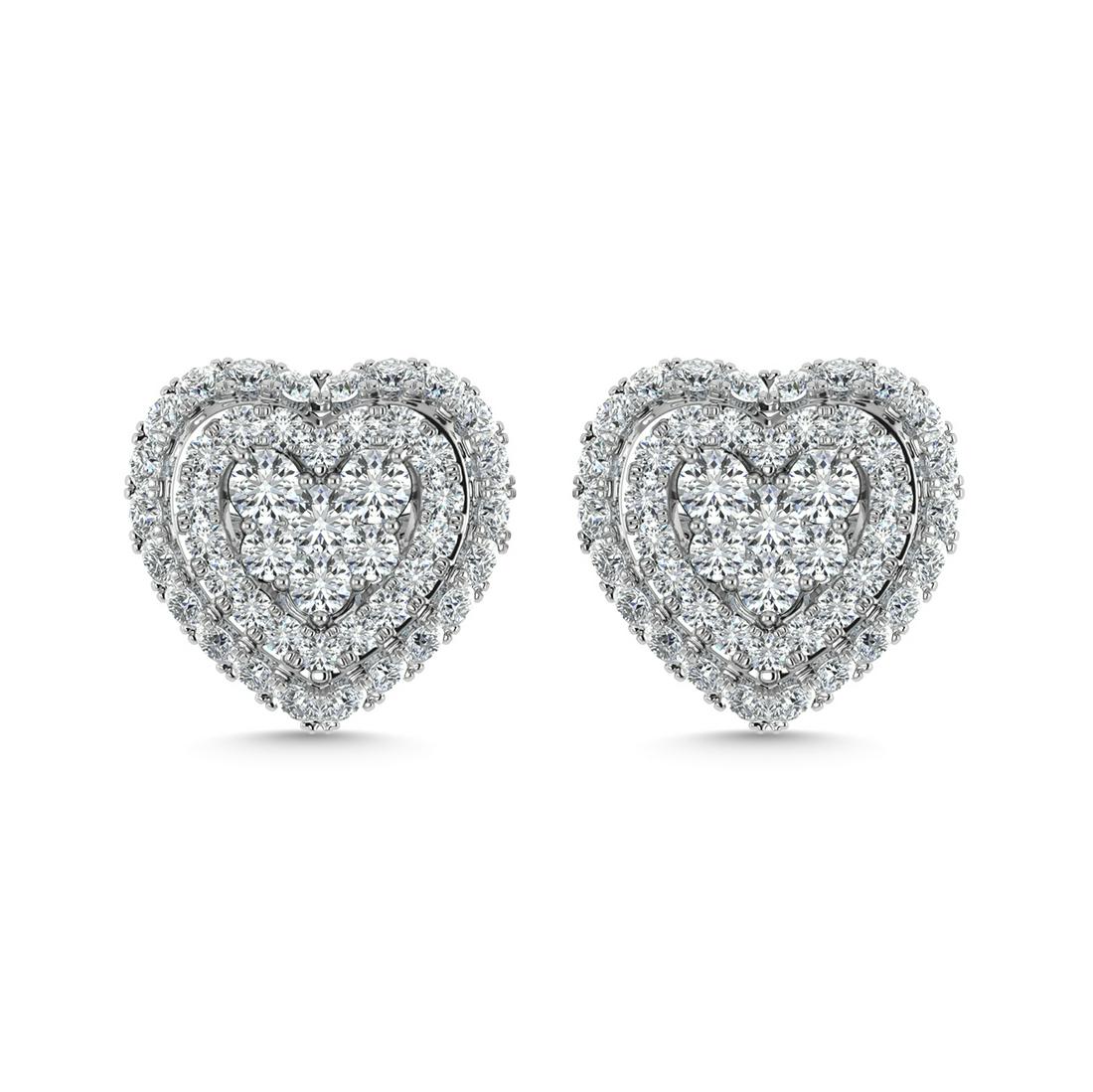Diamond 5/8 Ct.Tw. Cluster Fashion Earrings in 14K White Gold Gold: Diamond 5/8 Ct.Tw. Cluster Fashion Earrings in 14K White Gold Gold Metal: 14k White Gold Stone Count: 92.0 Stone Shape: Round Stone Type: Diamond Stone Color: G-h Stone Clarity: Si3 Stone Weight (Cara