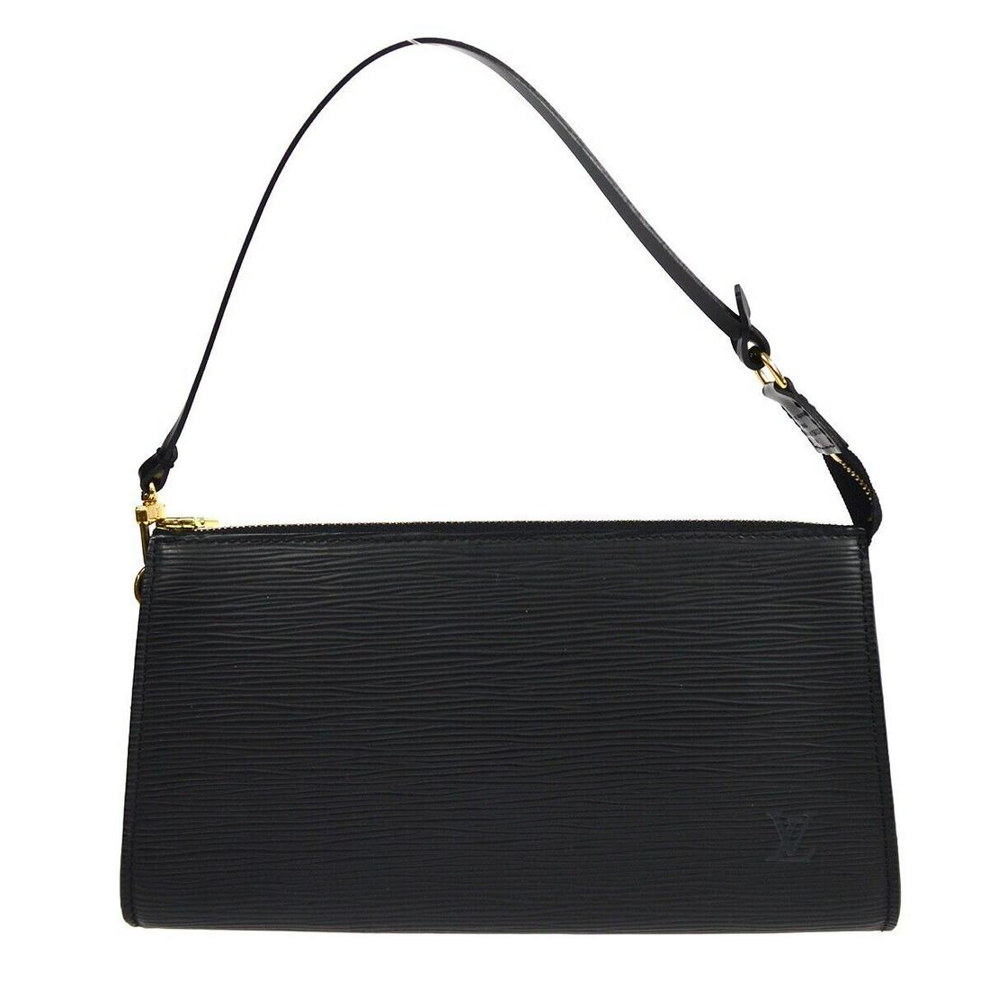 LOUIS VUITTON POCHETTE ACCESSOIRES HANDBAG POUCH AR0091 NOIR EPI M52982: LOUIS VUITTON POCHETTE ACCESSOIRES HANDBAG POUCH AR0091 NOIR EPI M52982 Bag Width: 9.4 Pattern: Epi Bag Height: 5.1 Closure: Zip Size: Small Handle Style: Top Handle Handle Drop: 5 in Lining Material: