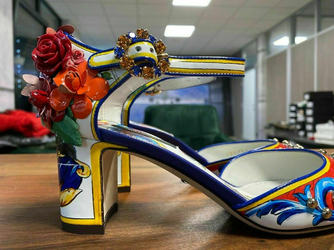Dolce Gabbana Ceramics Vernice Majolica Pumps Shoes Sandals Mule