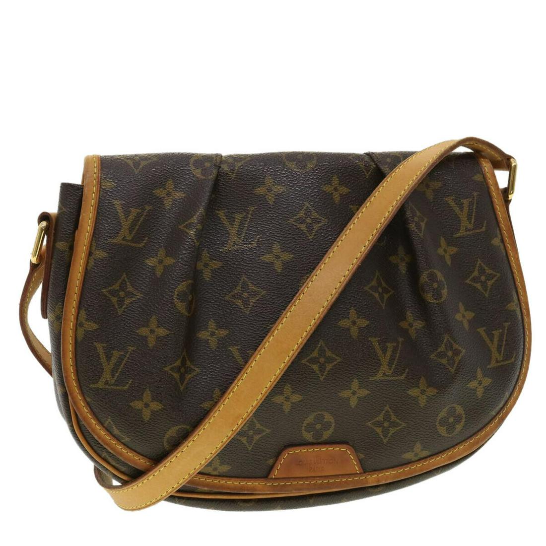 LOUIS VUITTON Monogram Menilmontant PM Shoulder Bag M40474 LV: LOUIS VUITTON Monogram Menilmontant PM Shoulder Bag M40474 LV Brand: LOUIS VUITTON Style: Shoulder Bag Material: Monogram Canvas Exterior Color: Monogram Bag Height: 7.9inch(Approx) / 20cm(Approx) Bag
