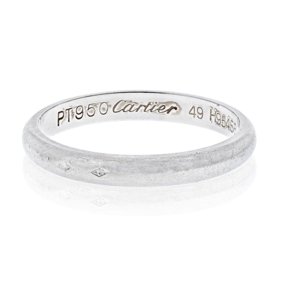 Cartier Platinum Classic EU 49 Wedding Band: Cartier Platinum Classic EU 49 Wedding Band Type: Wedding Bands Metal: Platinum Grams: 2.8 Condition: Good. Needs polish. Signed By: Cartier Brand: Cartier Other Details: Cartier Platinum Classic EU 4