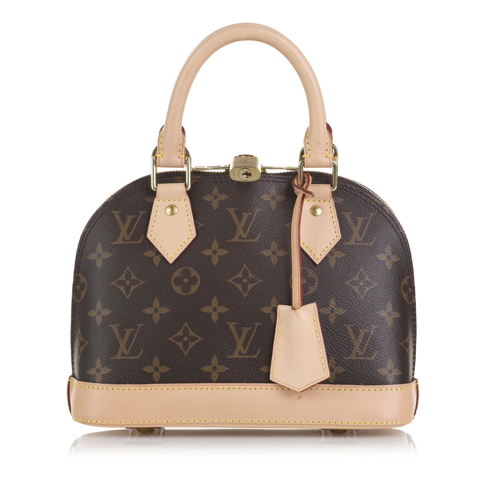 Louis Vuitton Monogram Alma BB: Louis Vuitton Monogram Alma BB The Alma BB features a monogram canvas body rolled leather handles a leather bottom a detachable flat strap a top zip closure and an interior slip pocket. Brand: Louis V