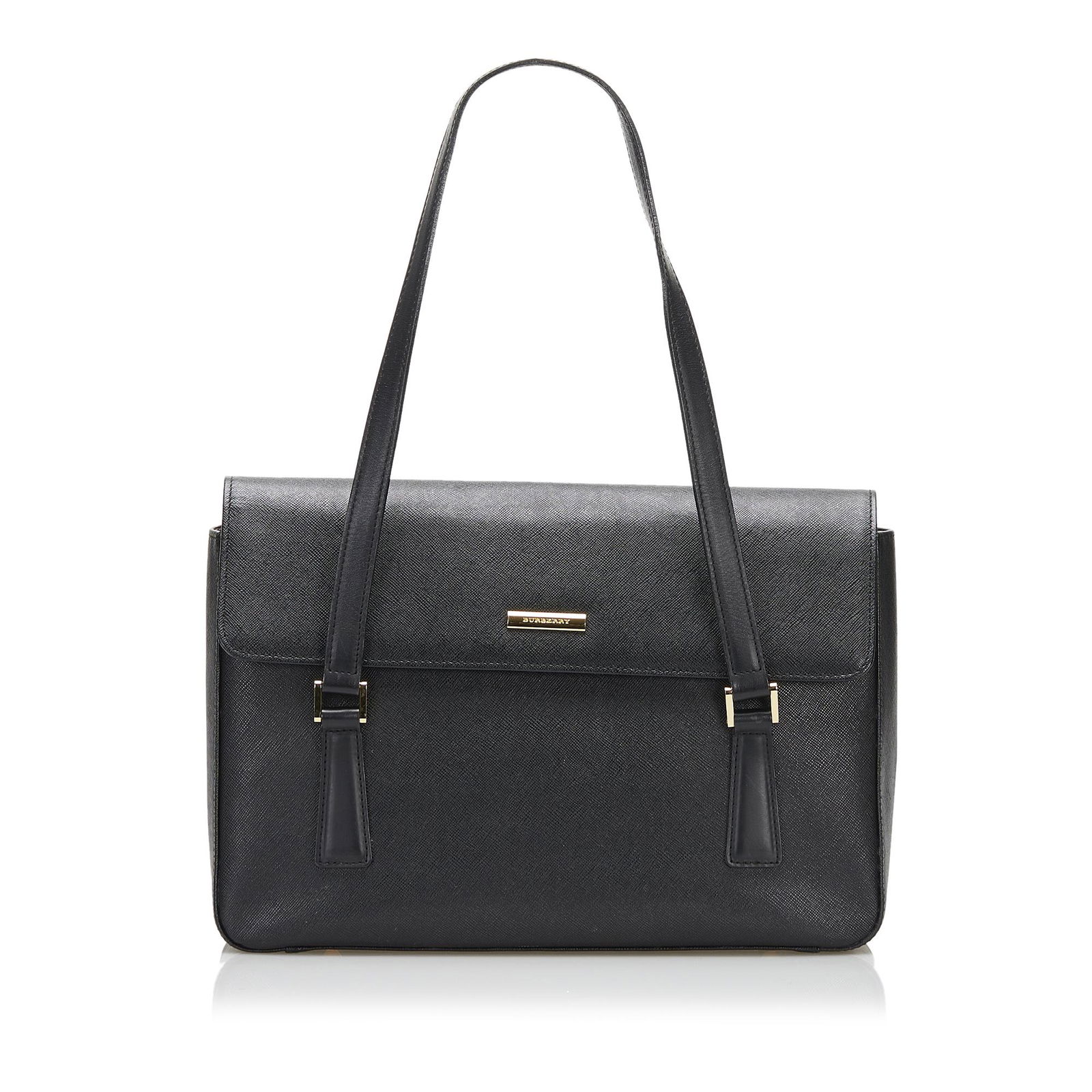Burberry Leather Shoulder Bag: Burberry Leather Shoulder Bag This Shoulder bag features a leather body flat leather handles a flap with snap closure at the front interior zip and slip pockets. Brand: Burberry Model: Leather Shoulde