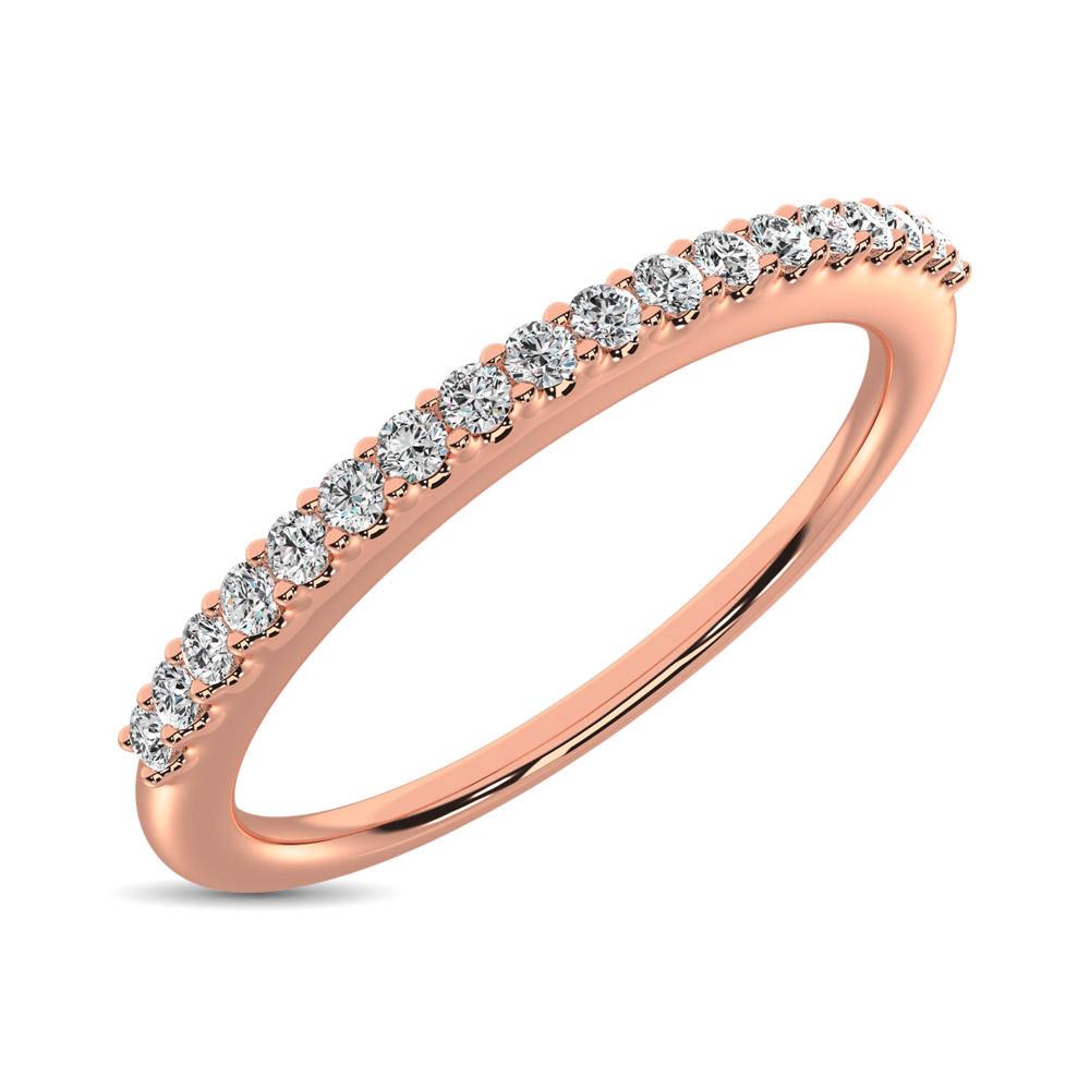 10K Rose Gold 1/10 Ctw Diamond Wedding Ring: 10K Rose Gold 1/10 Ctw Diamond Wedding Ring Metal: 10k Rose Gold Stone Count: 18.0 Stone Shape: Round Stone Type: Diamond Stone Color: Gh Stone Clarity: Si3 Stone Weight (Carat): 0.1 The BIDHAUS Guara