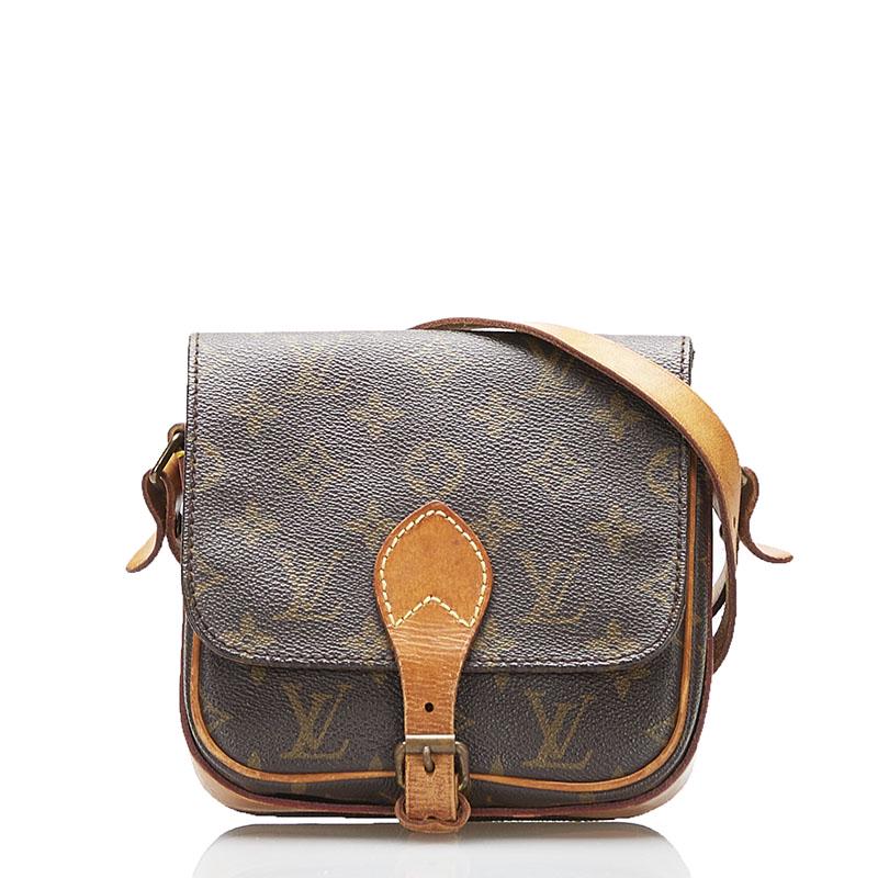 Monogram Mini Cartouchiere: This Louis Vuitton Monogram Mini Cartouchiere features a Brown Coated/Waterproof canvas body in size W16cm x H15cm x D4.5cm x 54cm for 690 in AB condition.Brand: Louis Vuitton Model: 881SL Origin: Fra