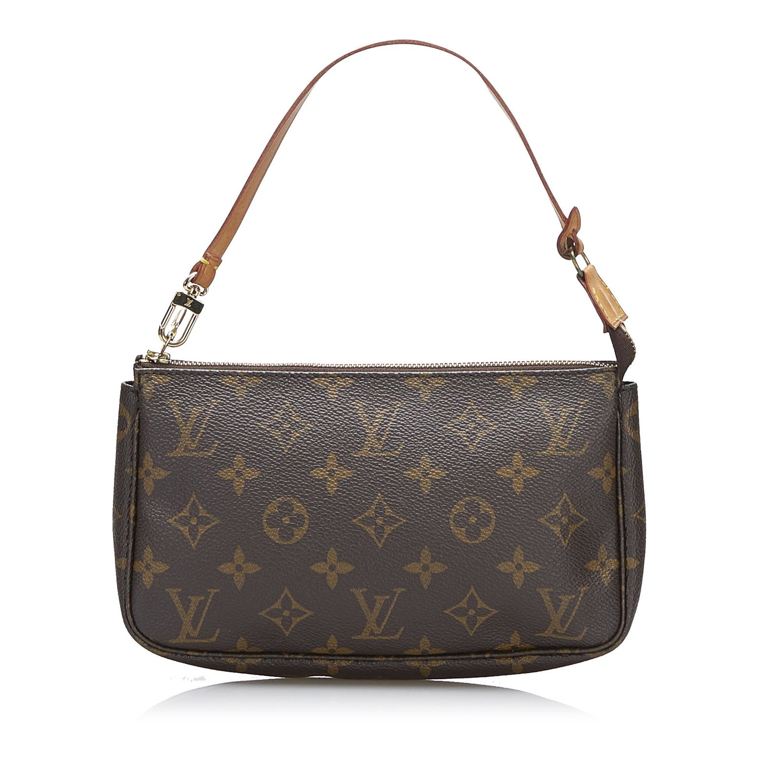 Louis Vuitton Monogram Pochette Accessoires: Louis Vuitton Monogram Pochette Accessoires The Pochette Accessoires features a monogram canvas body a flat vachetta leather handle and a top zip closure. Brand: Louis Vuitton Model: Monogram Pochette