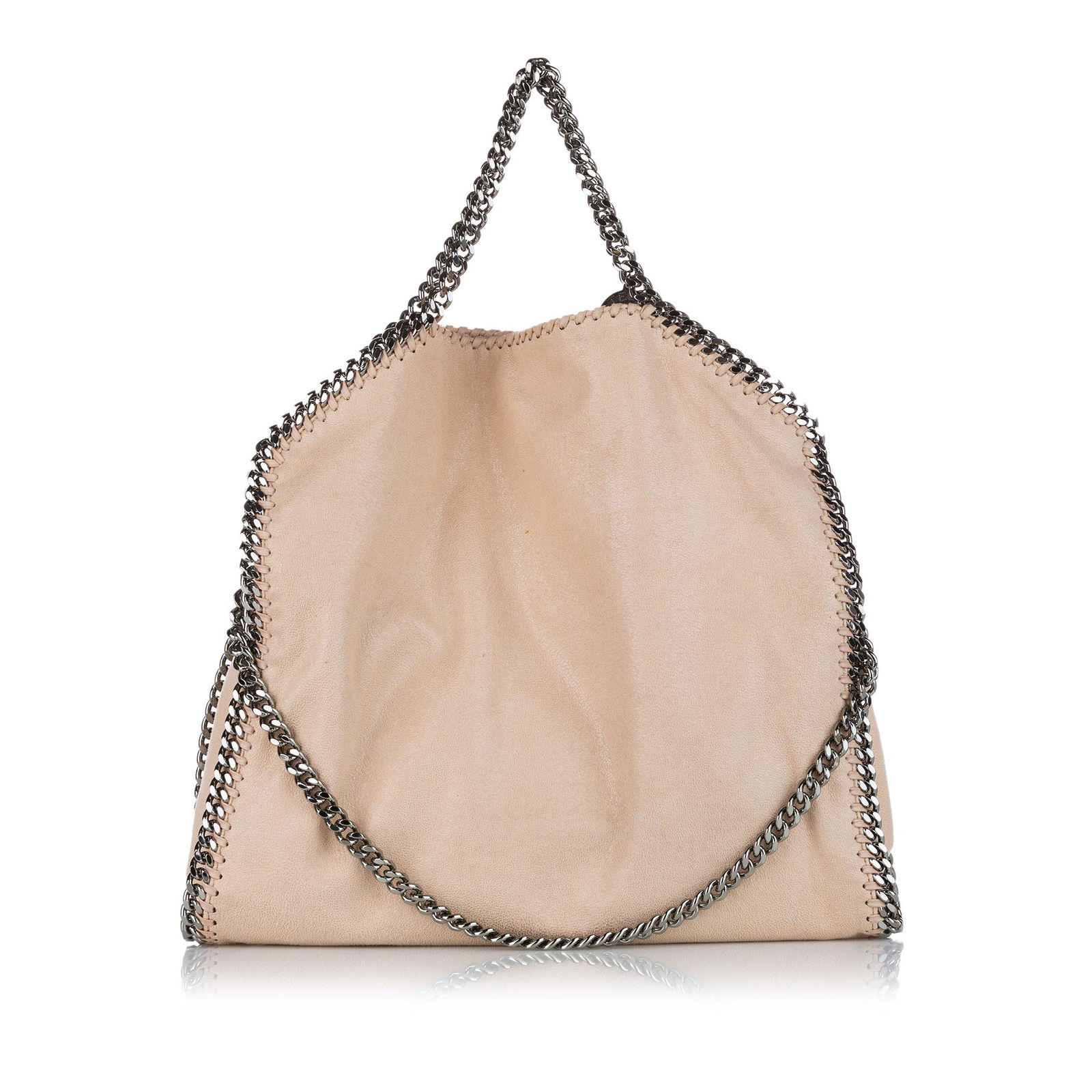 Stella McCartney Falabella Fold-Over Tote Bag: Stella McCartney Falabella Fold-Over Tote Bag The Falabella tote bag features a faux leather body silver-tone chain straps a top magnetic snap button closure and an interior zip pocket. Brand: Stella
