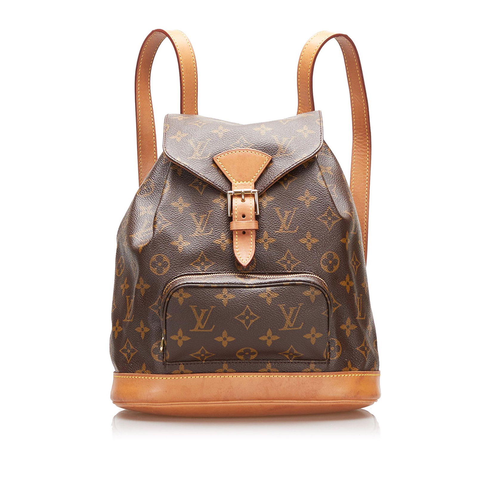 Louis Vuitton Monogram Mini Montsouris: Louis Vuitton Monogram Mini Montsouris The Mini Montsouris features a monogram canvas body a front zip pocket a front flap with a belt buckle detail and a top drawstring closure. Brand: Louis Vuitton