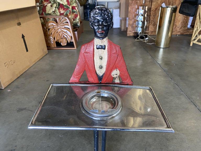 Early Iron Art Deco Blackart Butler Ashtray Server Stand: Early Iron Art Deco Blackart Butler Ashtray Server Stand Dimensions:: Height: 44 in (111.76 cm) Dimensions:: Width: 13 in (33.02 cm) Dimensions:: Depth: 8 in (20.32 cm) Style:: Art Deco (Of the Period