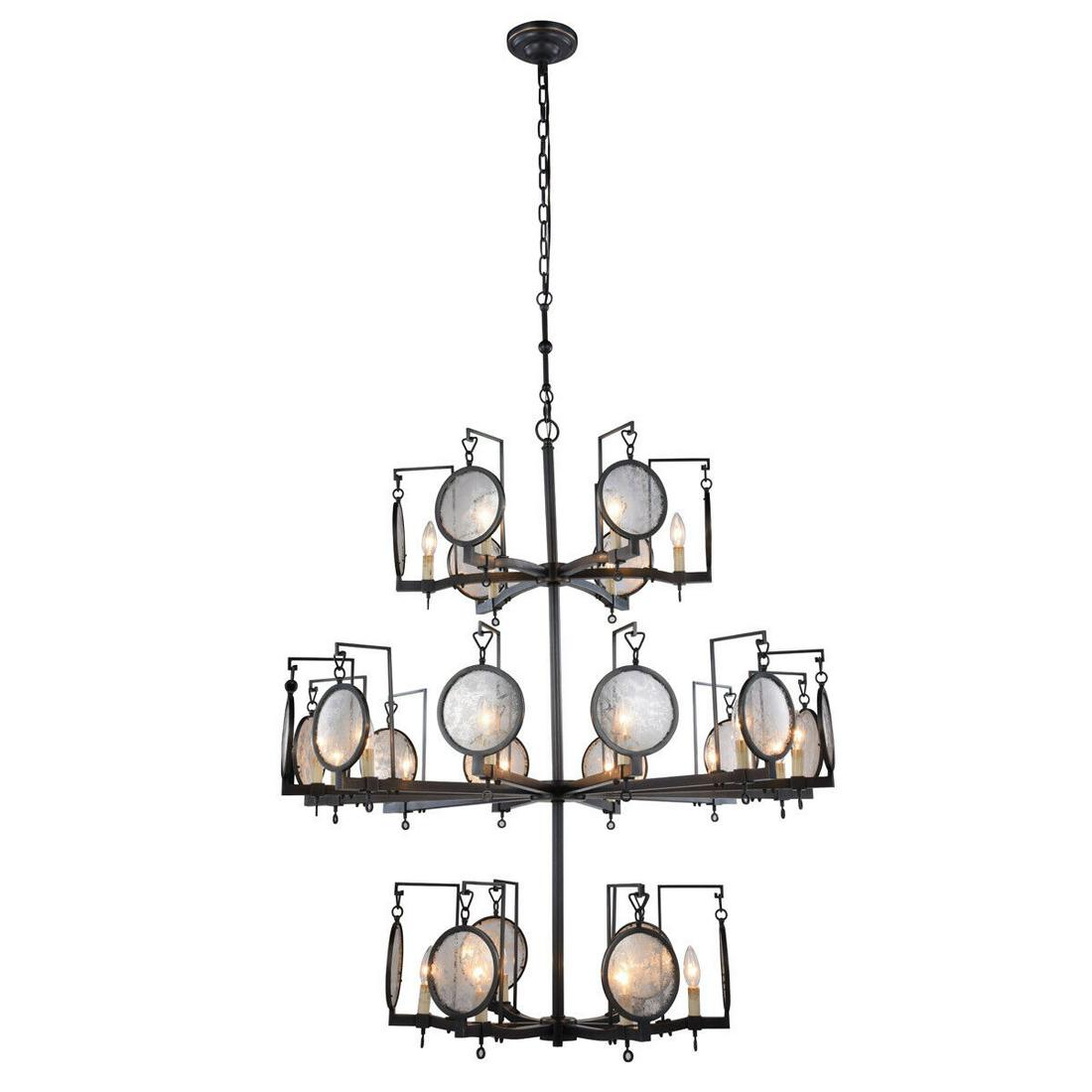 BRONZE ANTIQUE GLASS SHADES OLD WORLD CANDELABRA BULBS CHANDELIER 24 LIGHT 42": BRONZE ANTIQUE GLASS SHADES OLD WORLD CANDELABRA BULBS CHANDELIER 24 LIGHT 42" Cord Color: Black Model: Twilight Number Of Lights: 24 Style: Modern Item Height: 50" Item Width: 42" Assembly Required: 