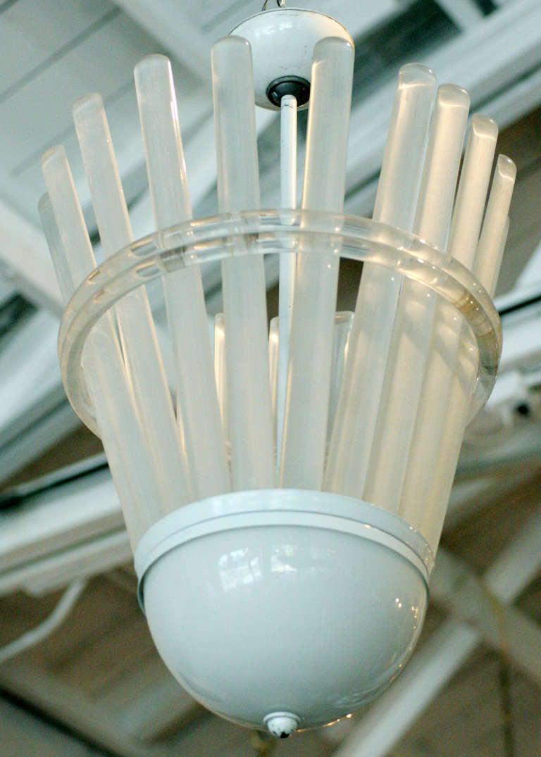 Unique Acrylic Shuttlecock Chandelier by Paul Laszlo: Unique Acrylic Shuttlecock Chandelier by Paul Laszlo Creator:: Paul Laszlo (Designer) Dimensions:: Height: 30 in (76.2 cm) Dimensions:: Diameter: 16 in (40.64 cm) Style:: Mid-Century Modern (Of the Pe