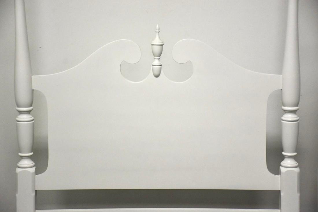 Twin White Beds - a Pair: Twin White Beds - a Pair A pair of solid maple four post twin beds painted white. 42.5" wide. 81.5" deep. 69" tall. Dimensions: 42.5"W x 81.5"L x 69"H Styles: Shabby Chic Traditional Bed Size: Twin Pe