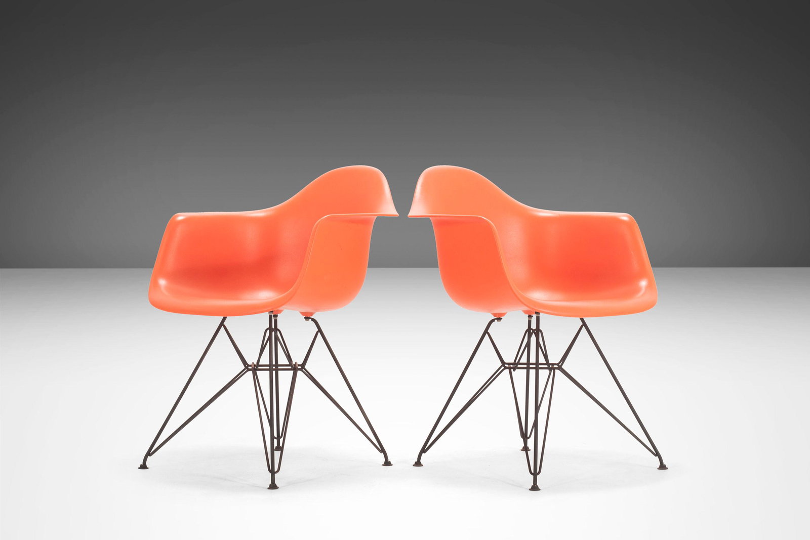 Set of Two (2) Charles and Ray Eames for Herman Miller DAR Lounge Chairs w/ Powder Coated Eiffel: Set of Two (2) Charles and Ray Eames for Herman Miller DAR Lounge Chairs w/ Powder Coated Eiffel Bases USA c. 2000's Set of Two (2) Charles and Ray Eames for Herman Miller DAR Lounge Chairs w/ Powder 