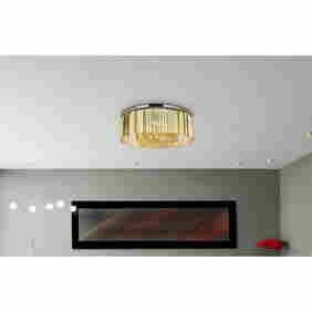 GOLDEN TEAK CRYSTAL POLISHED NICKEL DINING ROOM KITCHEN FLUSH MOUNT 10 LIGHT 43" (1 of 7)