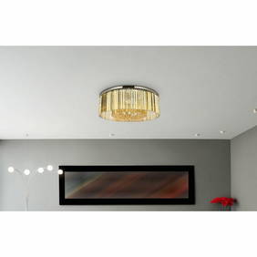GOLDEN TEAK CRYSTAL POLISHED NICKEL DINING ROOM KITCHEN FLUSH MOUNT 10 LIGHT 43" (1 of 7)