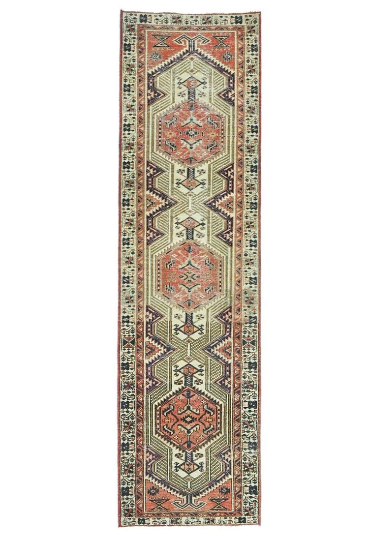 3X11 Distressed Wool Antique Tribal Vintage Oriental Runner Rug Carpet 2'11X10'6: 3X11 Distressed Wool Antique Tribal Vintage Oriental Runner Rug Carpet 2'11X10'6 Type: Hallway rug "Size: 211 X 106" Color: Rusty Red Pattern: Geometric Material: Wool Item Width: 35 Item Length: 126 